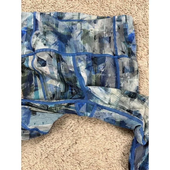 Lululemon On Pace Crop "21" Sun Dazed Multi Blue Mesh Inserts Side Pockets Sz 2 - Picture 11 of 16